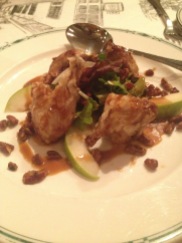 Crispy smoked quail salad was our first course.